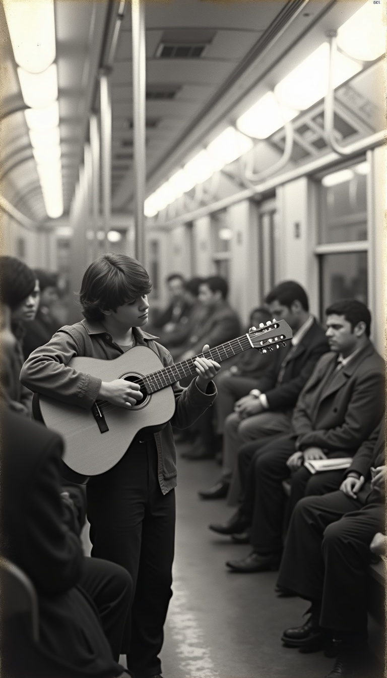THE KID WITH THE GUITAR ON THE SUBWAY